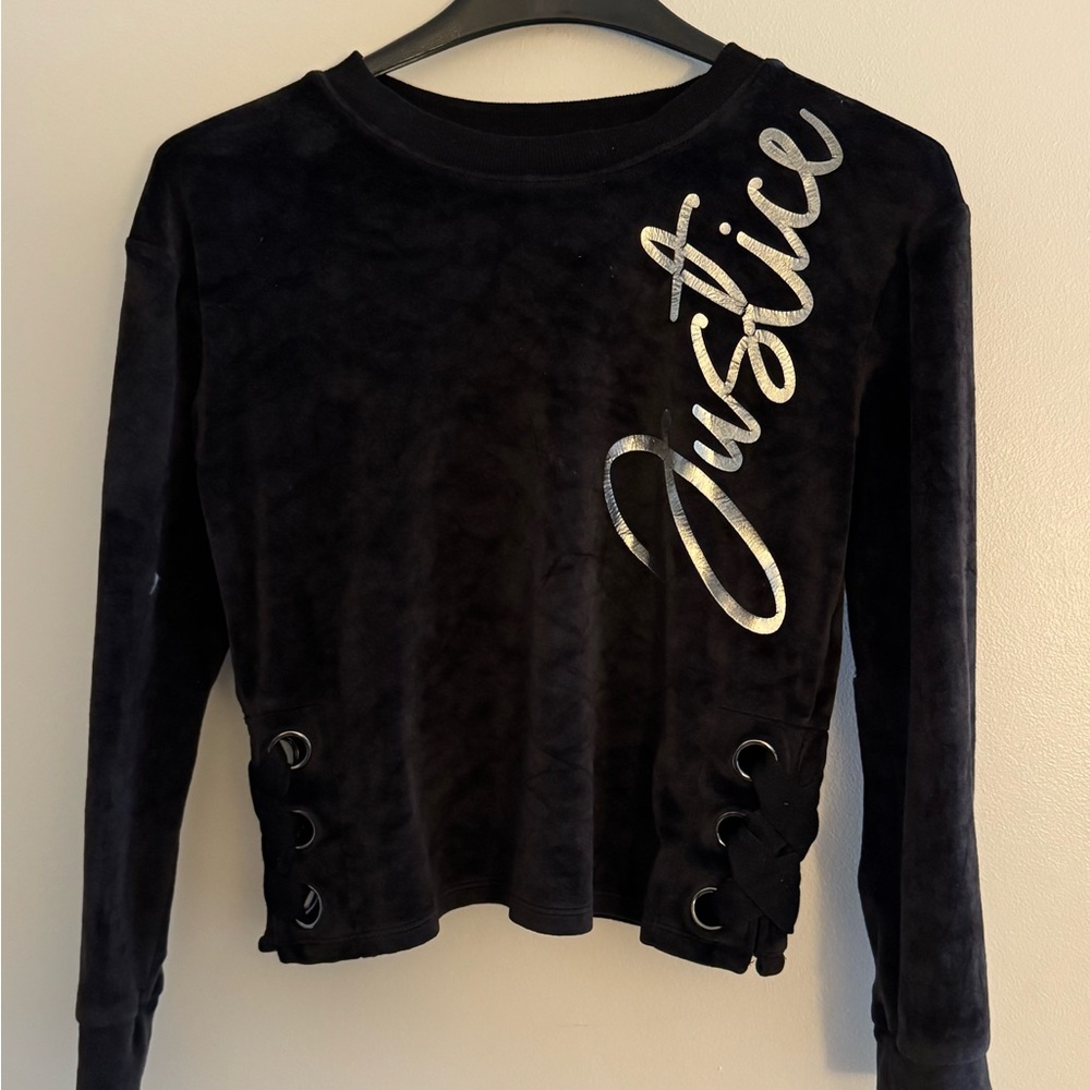 Justice Black and Silver Long Sleeve Hoodie